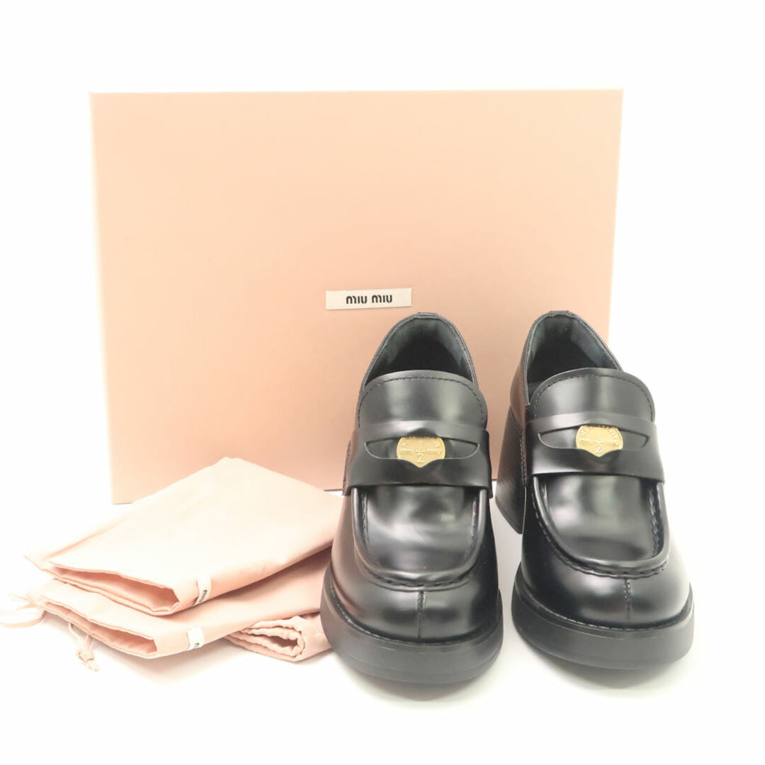 miumiu(ミュウミュウ)の未使用 miumiu ミュウミュウ 5D820D ローファー 38(25cm相当） レザー 革靴 コイン ペニー レディース AU2469W1  レディースの靴/シューズ(ローファー/革靴)の商品写真