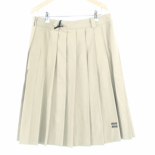 ミュウミュウ(miumiu)の未使用 miumiu ミュウミュウ MG2002 Poplin Pleated Skirt ポプリン スカート 38 コットン100% ミディ丈 プリーツ レディース AU2470A39 (ミニスカート)