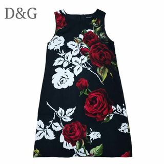 ドルチェアンドガッバーナ(DOLCE&GABBANA)の【新品同様】 ドルチェ&ガッバーナ ドルガバ ワンピース 花柄 薔薇(ひざ丈ワンピース)