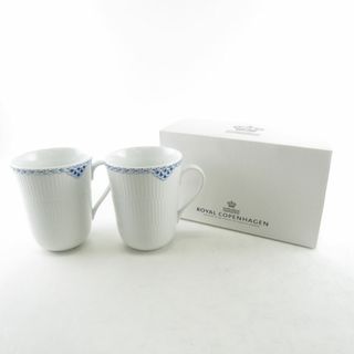 ロイヤルコペンハーゲン(ROYAL COPENHAGEN)の未使用 ROYAL COPENHAGEN ロイヤルコペンハーゲン プリンセス ブルー 497 マグカップ 2点 ペア 白 青 コップ ティー コーヒー SU6146T (グラス/カップ)