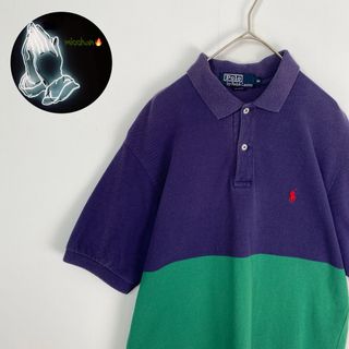 ポロ(POLO（RALPH LAUREN）)の【ポロラルフローレン　ポロシャツ　USA製　シンプル　ロゴ刺しゅう　紫　古着】(ポロシャツ)