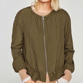 ザラ(ZARA)のザラ ZARA 薄手 春夏 ジャケット 上着 アウター  羽織り 軽量 オリーブ(ブルゾン)