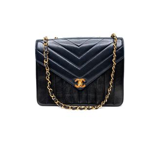 シャネル(CHANEL)のシャネル CHANEL Vステッチ Wチェーンショルダー 1986-1988年 ショルダーバッグ ラムスキン(ショルダーバッグ)