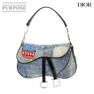 クリスチャンディオール(Christian Dior)のクリスチャン ディオール Christian Dior トロッター ダブルサドルバッグ ショルダー バッグ デニム レザー ブルー マルチカラー VLP 90226663(ショルダーバッグ)