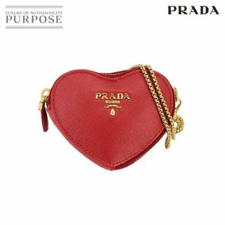 未使用 展示品 プラダ PRADA サフィアーノ ハート チェーン ポーチ レザー レッド ストラップ付 1TL400 VLP 90226825