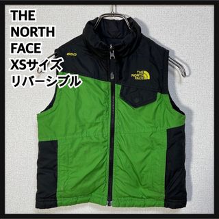 ザノースフェイス(THE NORTH FACE)の【ノースフェイス】ダウンベスト リバーシブルキッズ　ＵＳ規格黒グリーン　刺繍２Ｋ(ジャケット/上着)