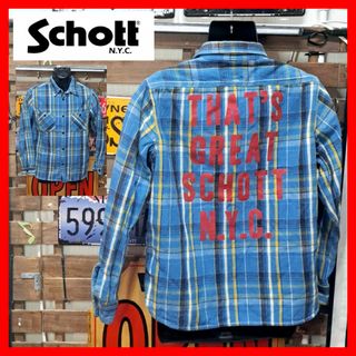 ショット(schott)のヴィンテージ　ショット　プリント　チェック　ネルシャツ　S(シャツ)