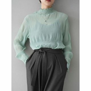 シャーリングシフォンブラウス/ミント(シャツ/ブラウス(長袖/七分))