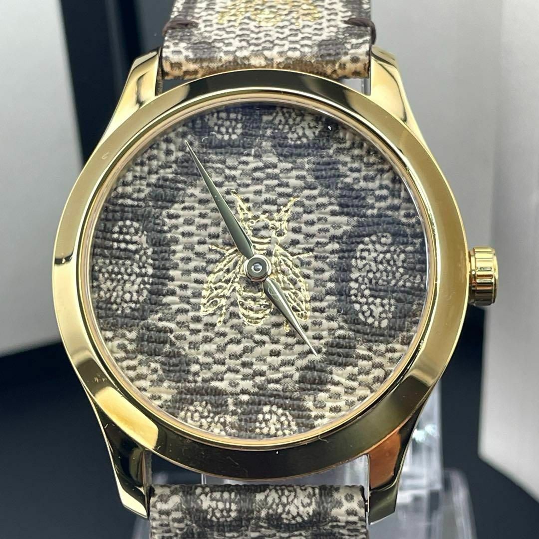 Gucci(グッチ)のc464 極美品【グッチ】 アニマリエ 蜂 金 ゴールド 時計 PVC レザー メンズの時計(腕時計(アナログ))の商品写真