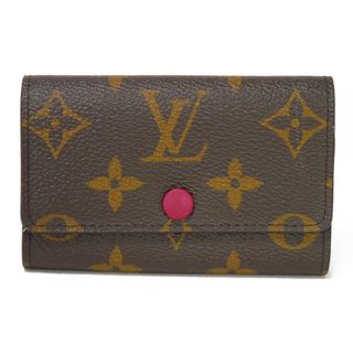 LOUIS VUITTON - LOUIS VUITTON ルイ・ヴィトン ミュルティクレ 6 LVロゴ フラワー ブラウン 6連 RFID イニシャル 未使用 モノグラム フューシャ キーケース M60701