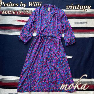 ヴィンテージ(VINTAGE)のvintage Petites by Willi ワンピース 開襟 USA(ロングワンピース/マキシワンピース)