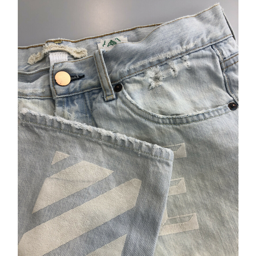 Off-White - オフホワイト ダメージ加工 デニムロングパンツ Off-White - オフホワイト ダメージ加工 デニムロングパンツ