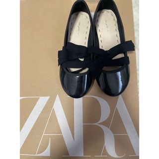 ZARA バレーシューズ 29 18cm リボンバレーシューズ BK キッズ靴