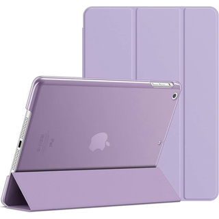 【パープル】iPadケース 9.7インチ PUレザー 三つ折り 衝撃吸収(iPadケース)