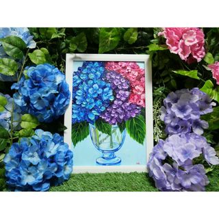 油絵 絵画 【アジサイの花】(絵画/タペストリー)