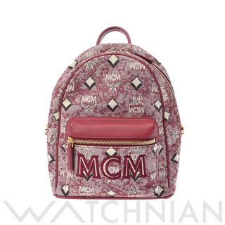 MCM - 中古 エム シー エム MCM レディース リュック・デイパック ボルドー /ゴールド金具 キャンバス /レザー