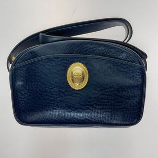 ◎◎Christian Dior クリスチャンディオール ショルダーバッグ オーバル CD ゴールド金具 ネイビー