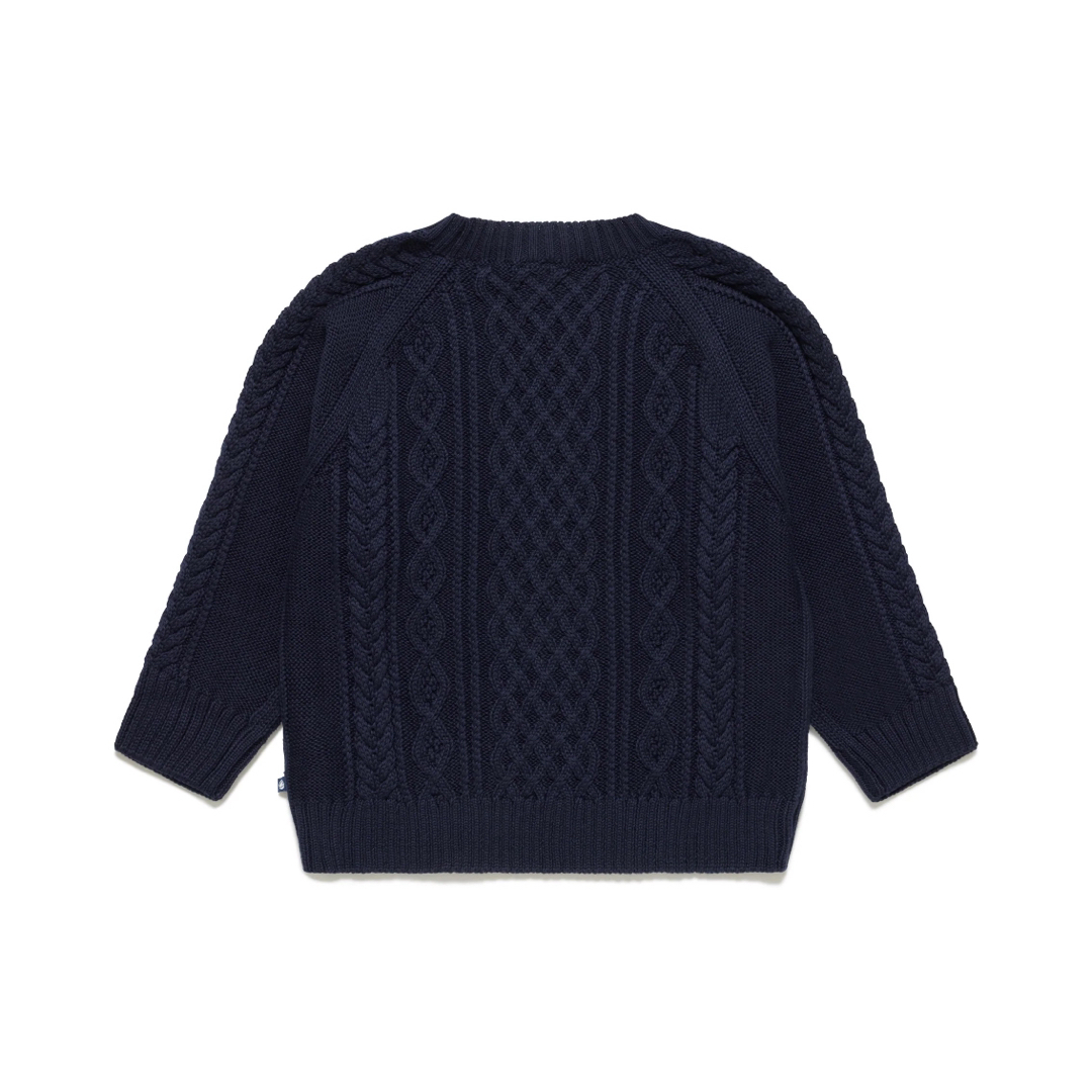 PETIT BATEAU(プチバトー)のプチバトーのアラン編みニットプルオーバー★104cm★4才★ネイビー色 キッズ/ベビー/マタニティのキッズ服男の子用(90cm~)(Tシャツ/カットソー)の商品写真