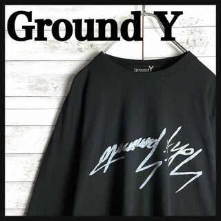Yohji Yamamoto - 9283【人気デザイン】ヨウジヤマモト☆シグネチャーロゴ ロングtシャツ 美品