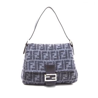 フェンディ(FENDI)のフェンディ FENDI ZUCCA カシミアレザー切り替え ショルダーバッグ(ショルダーバッグ)