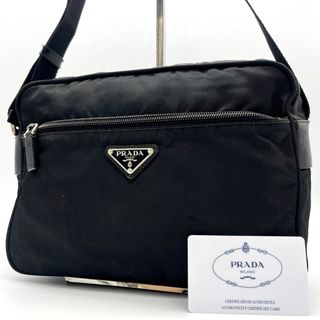 プラダ(PRADA)の✨美品✨プラダ ショルダーバッグ ポコノ 三角ロゴプレート ナイロン レザー 黒(ショルダーバッグ)