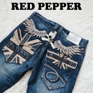 レッドペッパー(REDPEPPER)のレッドペッパー/RED PEPPER デニムパンツ ドクロ 羽 ユニオンジャック(デニム/ジーンズ)