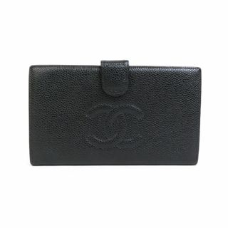 シャネル(CHANEL)のシャネル CHANEL 二つ折り財布 ココマーク キャビアスキンレザー ブラック ゴールド レディース 送料無料【中古】 e58334g(財布)