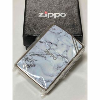 大理石 柄 シルバー コーナーダブルカット ホワイト ZIPPO(その他)