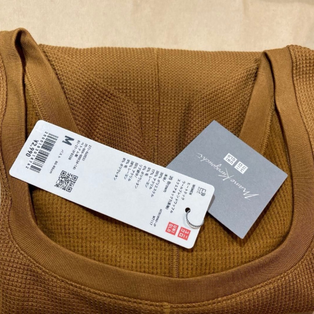 UNIQLO(ユニクロ)の新品　ユニクロ　ヒートテックウールブレンドワッフルスクエアネック極暖　M  マメ レディースの下着/アンダーウェア(アンダーシャツ/防寒インナー)の商品写真