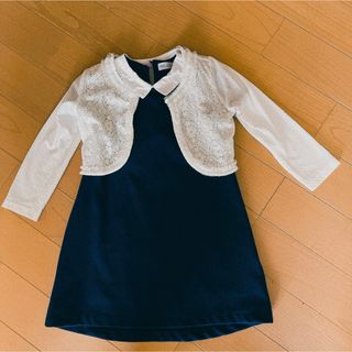 ザラキッズ(ZARA KIDS)のZARAワンピース110 白ボレロ　卒園式入園式(ドレス/フォーマル)