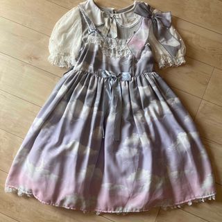 アンジェリックプリティー(Angelic Pretty)のMisty Sky jsk リボンクリップ　カットソー(ひざ丈ワンピース)