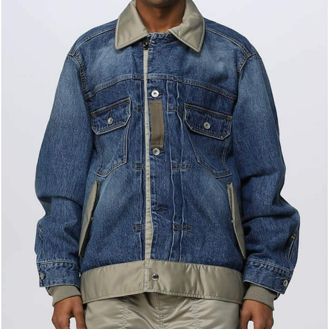 sacai サカイ 23SS 日本製 Denim x Nylon Twill Blouson デニムナイロンツイルブルゾン 23-03000M 1  BLUE Gジャン ドッキング ジャケット アウター【新古品】【中古】【sacai】