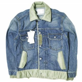 sacai サカイ 23SS 日本製 Denim x Nylon Twill Blouson デニムナイロンツイルブルゾン 23-03000M 1 BLUE Gジャン ドッキング ジャケット アウター【新古品】【中古】【sacai】