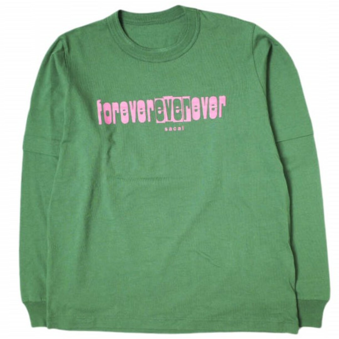 sacai(サカイ)のsacai サカイ 22AW Forever ever ever L/S T-Shirt ロゴプリント ロングスリーブTシャツ 22-0454S 3 GREEN 長袖 レイヤード トップス【中古】【sacai】 メンズのトップス(Tシャツ/カットソー(七分/長袖))の商品写真