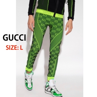 グッチ(Gucci)のGUCCI ジャカード レギンス GGジャージ ストレート パンツ L 本物新品(スラックス)