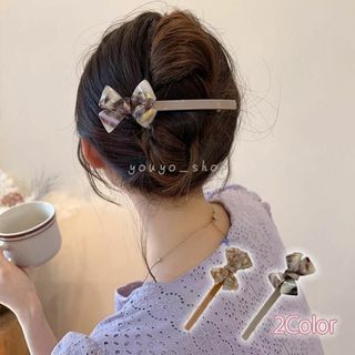 ヘアクリップ リボン韓国 ストライトヘアアクセサリー 髪飾り まとめ髪 おしゃれ(バレッタ/ヘアクリップ)