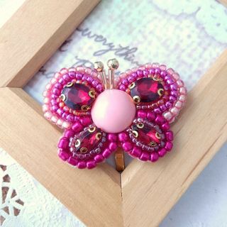 【H-387】ビーズ刺繍ポニーフック(ヘアアクセサリー)