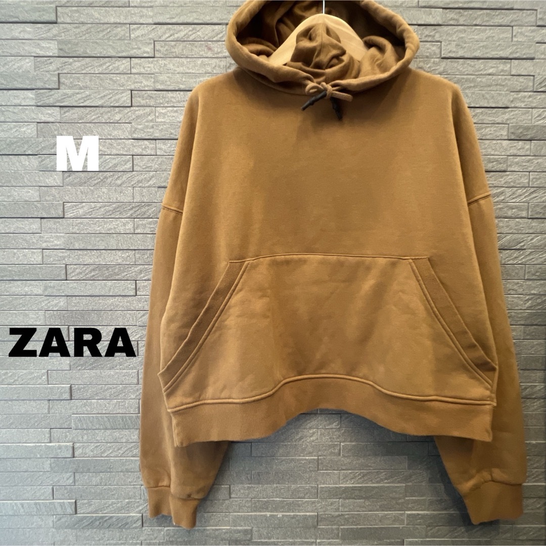 ZARA(ザラ)のザラ ZARA ドロップショルダートレーナー スウェット パーカー キャメル　M レディースのトップス(パーカー)の商品写真