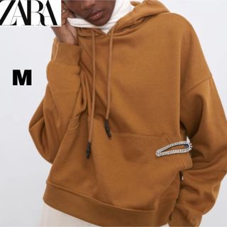 ザラ(ZARA)のザラ ZARA ドロップショルダートレーナー スウェット パーカー キャメル　M(パーカー)