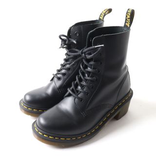 ドクターマーチン(Dr.Martens)の美品 Dr.Martens ドクターマーチン 14638003 CLEMENCY クレメンシー レザー レースアップ チャンキーヒール ショートブーツ ブラック 3UK 箱付き レディース(ブーツ)