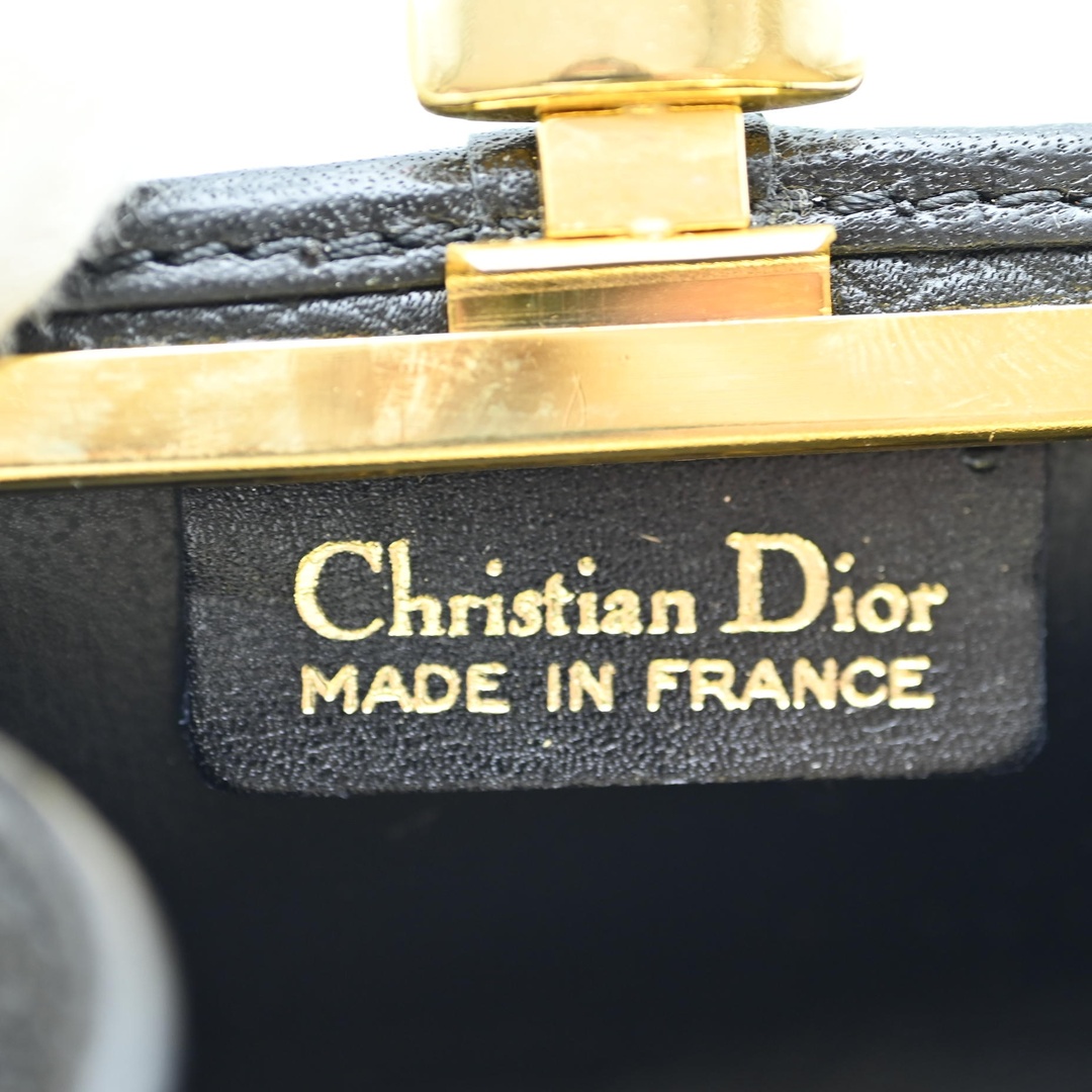 Christian Dior(クリスチャンディオール)のM03 Christian Dior クリスチャンディオール ロゴ がま口 レザー コインケース ブラック レディースのファッション小物(コインケース)の商品写真