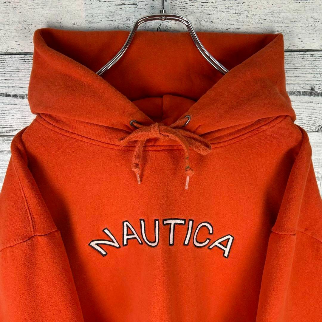 NAUTICA(ノーティカ)のノーティカ 刺繍アーチロゴ 肉厚 スウェットパーカー オレンジ XXL メンズのトップス(パーカー)の商品写真