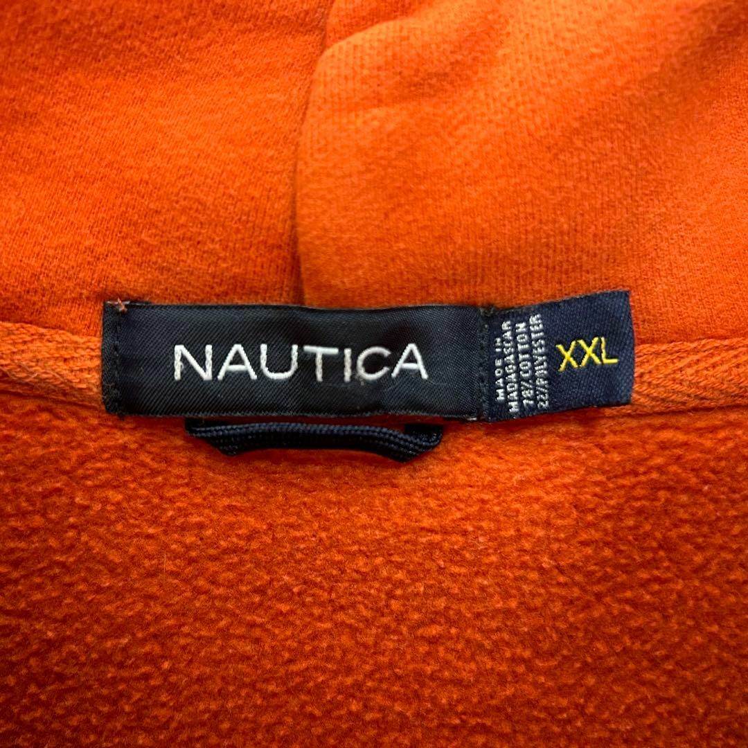 NAUTICA(ノーティカ)のノーティカ 刺繍アーチロゴ 肉厚 スウェットパーカー オレンジ XXL メンズのトップス(パーカー)の商品写真