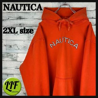 ノーティカ(NAUTICA)のノーティカ 刺繍アーチロゴ 肉厚 スウェットパーカー オレンジ XXL(パーカー)