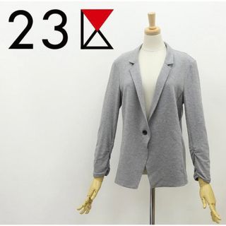 ニジュウサンク(23区)の美品☆23区 ストレッチ シャーリングスリーブ ジャケット　グレー　36(テーラードジャケット)