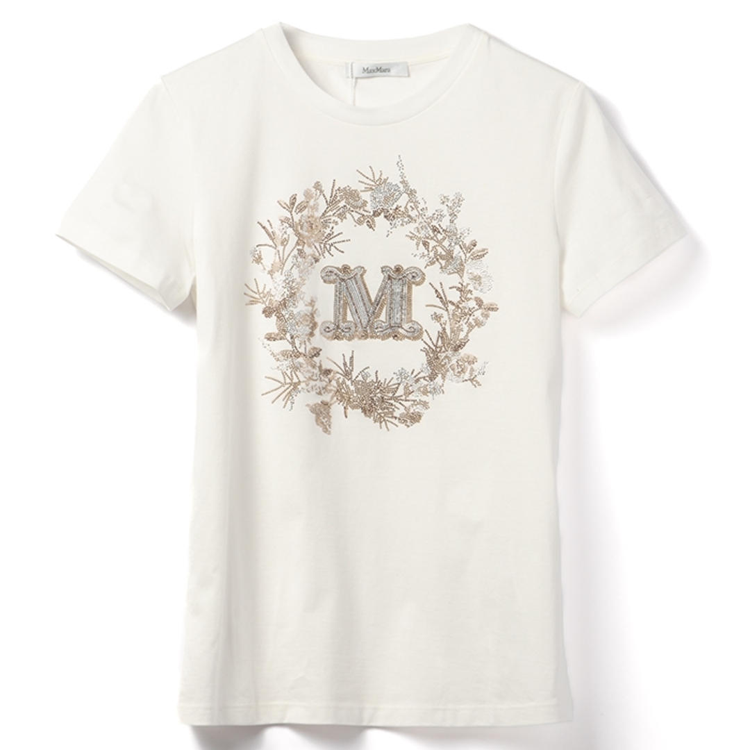 Max Mara(マックスマーラ)のマックスマーラ MAX MARA Tシャツ ELMO 刺繍ロゴ 半袖シャツ クルーネック ショートスリーブ ラインストーン 2024年春夏新作 2411941011 0003 レディースのトップス(Tシャツ(半袖/袖なし))の商品写真