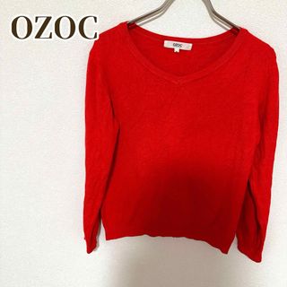 オゾック(OZOC)のOZOC ニット セーター トップス 春服 長袖 薄手 おしゃれ レッド 40(ニット/セーター)