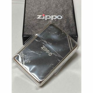 大理石 柄 シルバー コーナーダブルカット ブラック ZIPPO(その他)