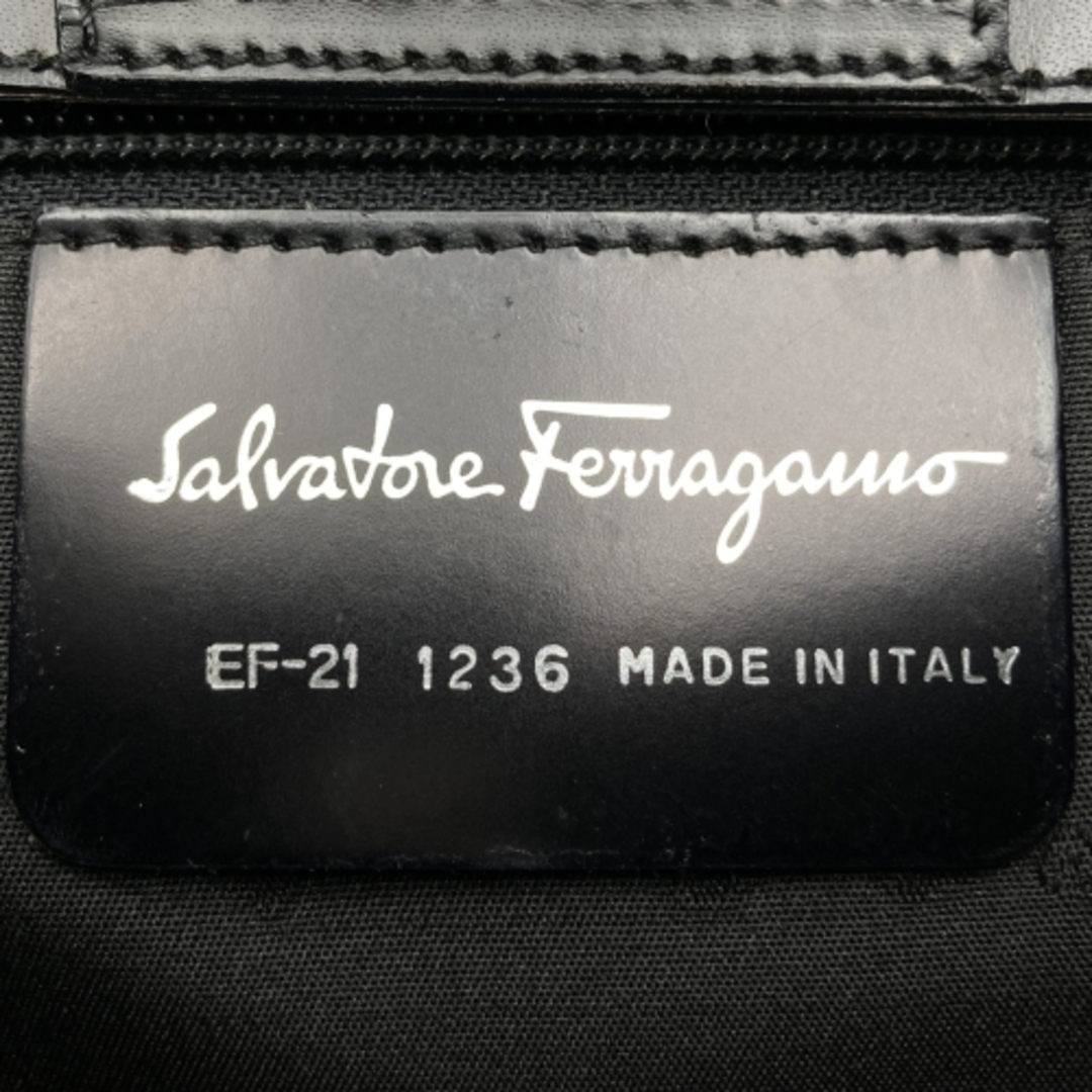 Salvatore Ferragamo(サルヴァトーレフェラガモ)のSalvatore Ferragamo フェラガモ ハンドバッグ ショルダーバッグ 肩掛け バッグ リザード型押し ブラック レディース EF-21 1236 USED 【中古】 レディースのバッグ(ハンドバッグ)の商品写真