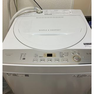 シャープ(SHARP)のSHARP  洗濯機 5.5kg 一人暮らし向けES-GE5C-W 2018年製(洗濯機)